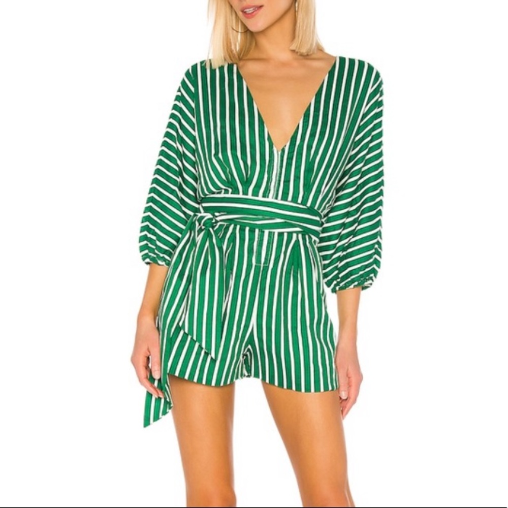 House of Harlow 1960 Green Stripe Romper